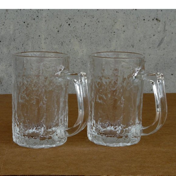 MCM Brutalist Studio Nova Frostfire glass mugs by Hoya, 2 pcs, made in Japan - Picture 6 of 10